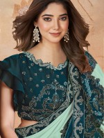 Aqua Georgette Silk Saree